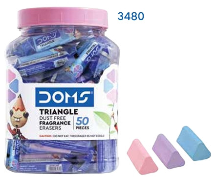 DOMS TRIANGLE ERASER JAR (50 PCS)