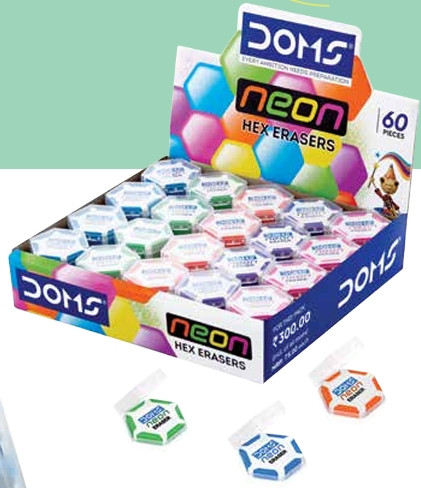 DOMS NEON HEX DUST FREE ERASER 60 PCS