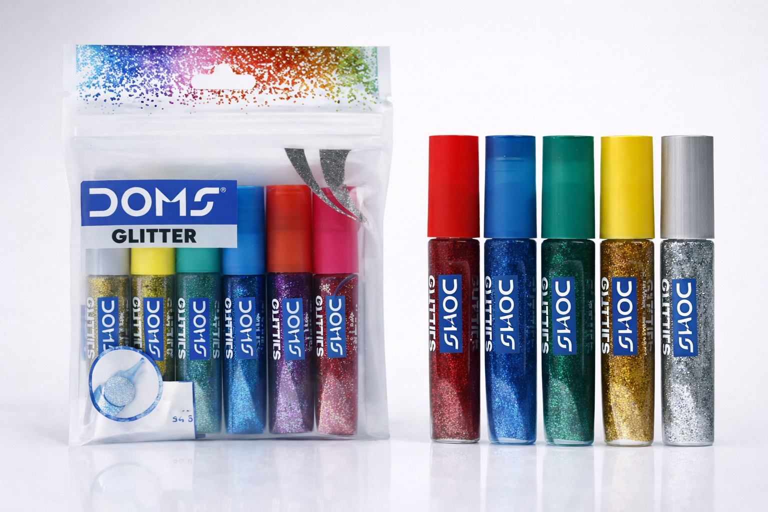 DOMS GLITTER GLUE 5.5.ML 6 SHADES