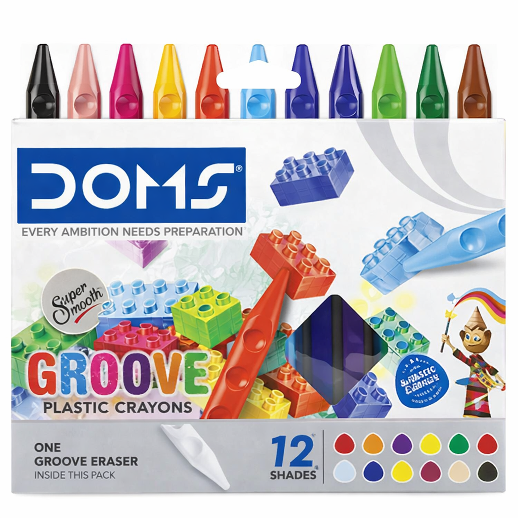 DOMS GROOVE PLASTIC CRAYON  12SHADE