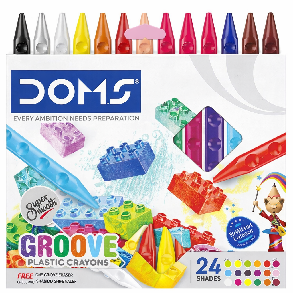 DOMS GROOVE PLASTIC CRAYON  24 SHADES