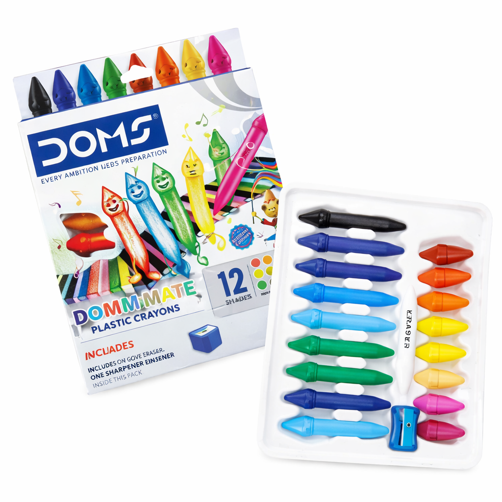 DOMS DOMMYMATE PLASTIC CRAYON  12 SHADES